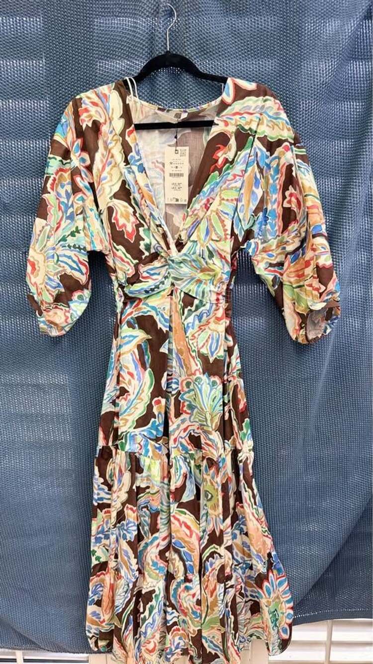 Zara Floral Tiered Maxi Dress Size Medium
